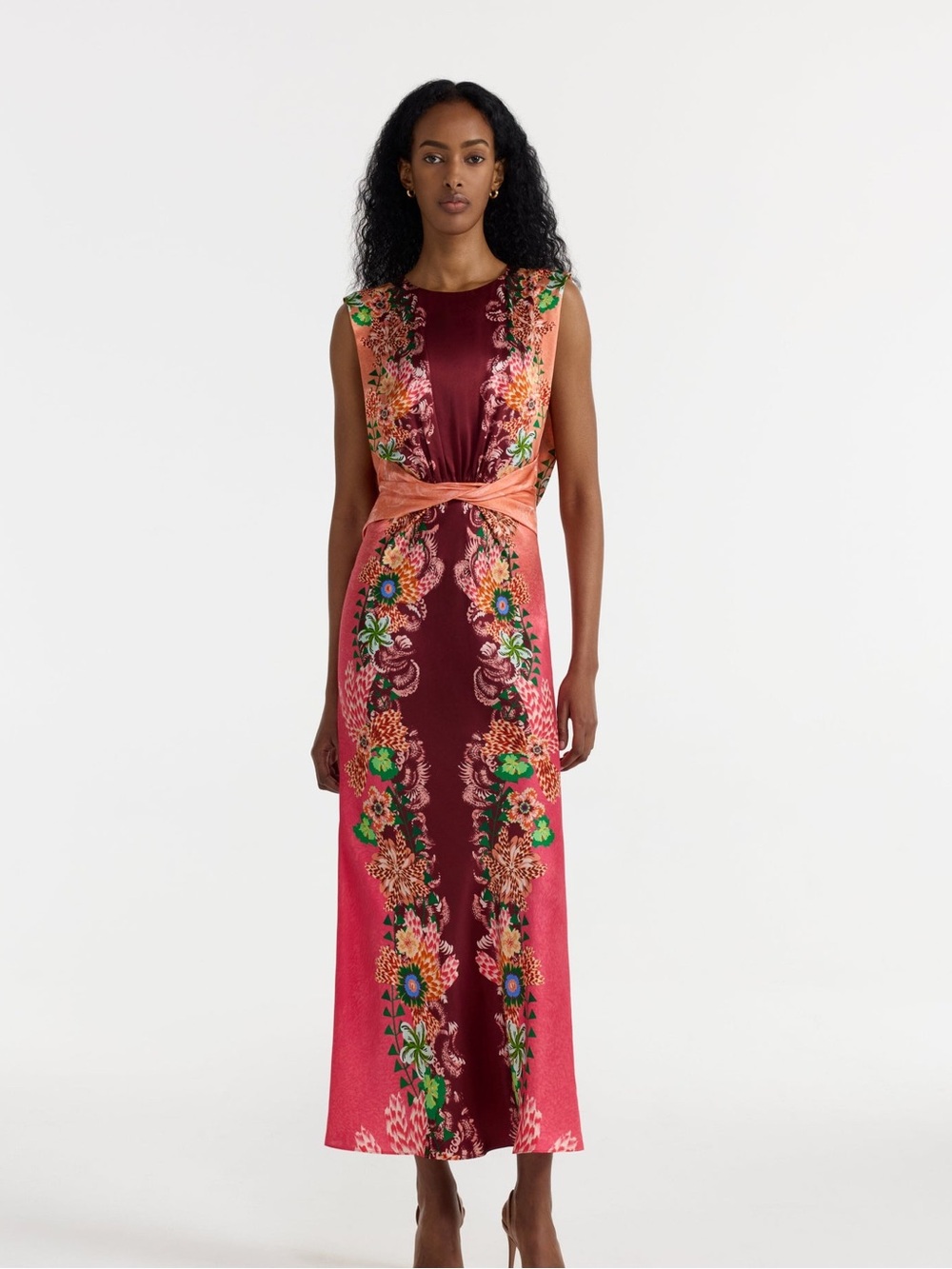 New Saloni Gewn Dress In Fiori Border Size M - Picture 3 of 9